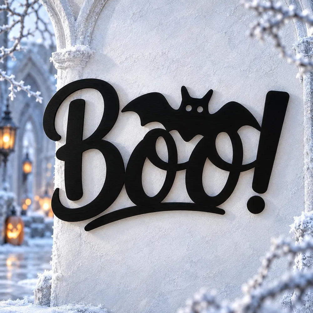 BOO! · Cartel de pared, imagen ilustrativa generada con IA