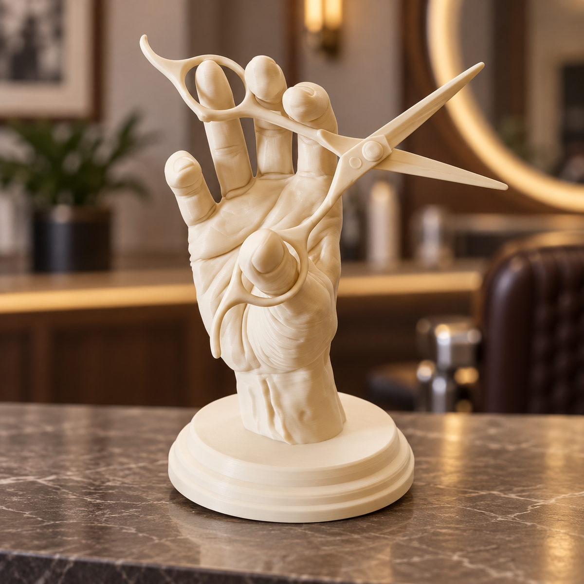 Escultura · Oficio de barbero · visualización del diseño generada con IA