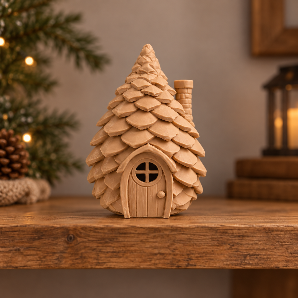 Cabaña de piñas · Luz decorativa · visualización del diseño generada con IA