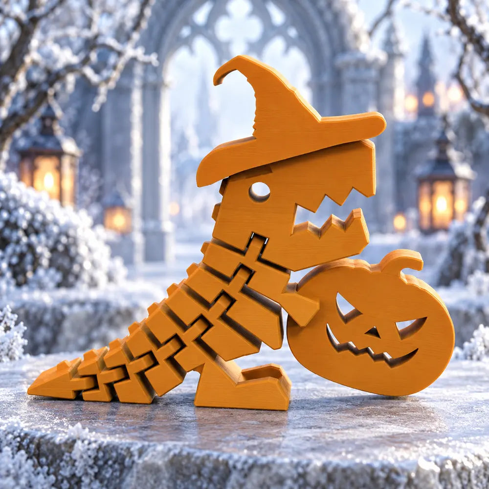 Dino · Halloween articulado, imagen ilustrativa generada con IA
