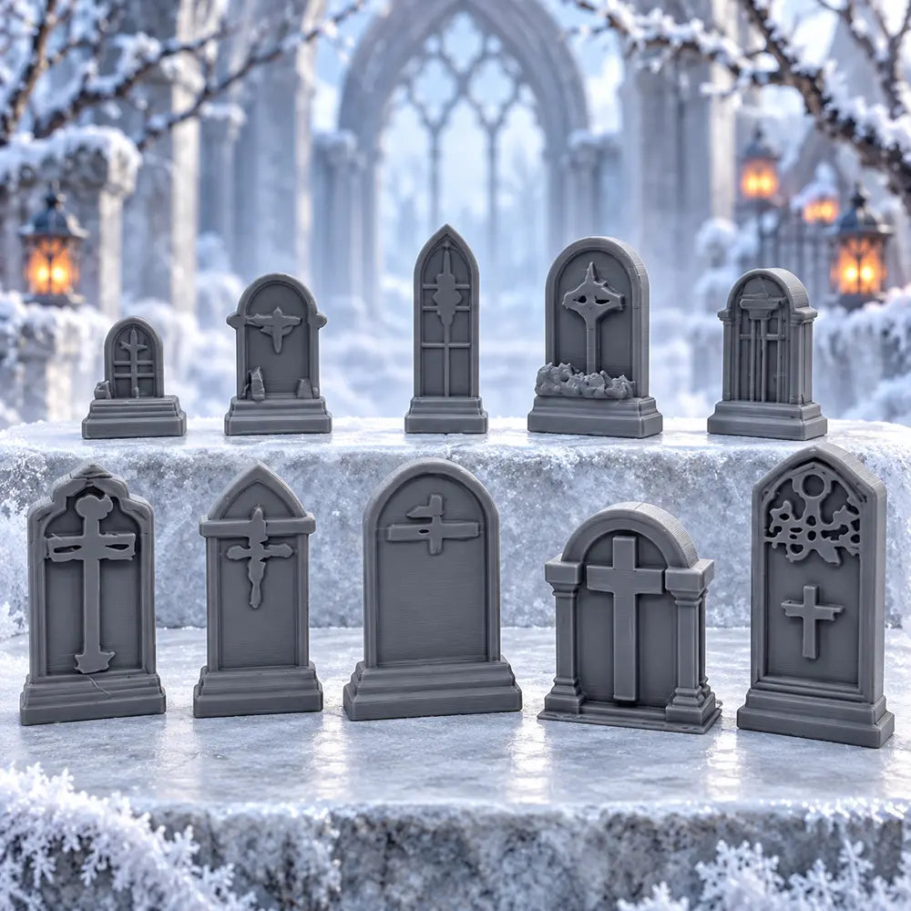 Lápidas · Cementerio en miniatura, imagen ilustrativa generada con IA